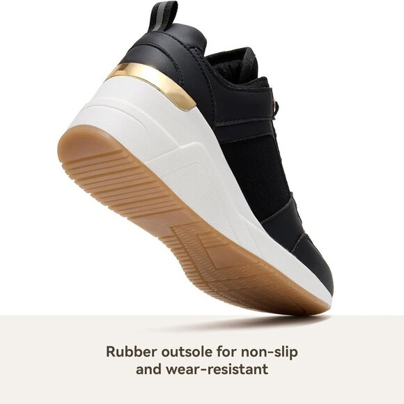 Wedge Sneakers Women Canvas NonSlip Rubber Sole High Heels Casual Shoes - Picture 4 of 8